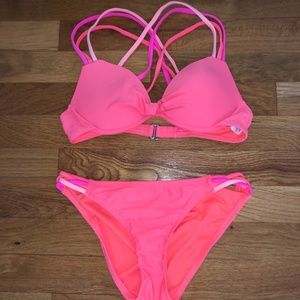 Peach orange push-up bikini